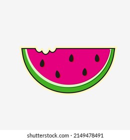 A slice of ripe watermelon. Sticker, sticker, icon.