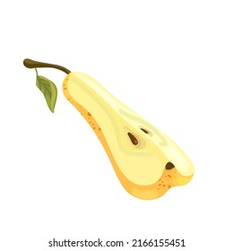 Slice of ripe yellow pear.Cartoon vector graphic.