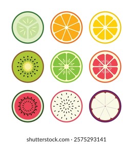 
Slice of Round Fruit Vector Illustration