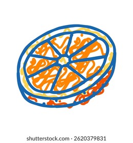 slice round orange doodle icon sketch vector. slice round orange sign. isolated symbol illustration