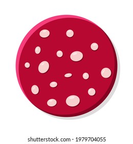 Slice of round salami sausage with fat isolated on white. Vector illustration of meat products