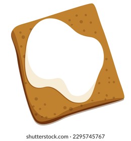Slice of rye bread with butter isolated on white background cutout. Food.