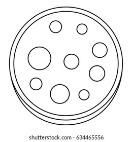 Slice of salami icon in outline style isolated vector illustration