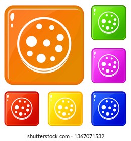 Slice of salami icons set collection vector 6 color isolated on white background