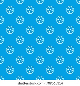 Slice of salami pattern repeat seamless in blue color for any design. Vector geometric illustration