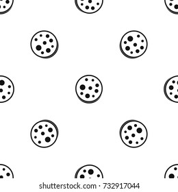 Slice of salami pattern repeat seamless in black color for any design. Vector geometric illustration