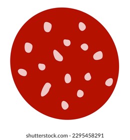 Slice of salami sausage isolated on white vector image on white background. Food. Clipart.