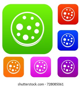 Slice of salami set icon color in flat style isolated on white. Collection sings vector illustration