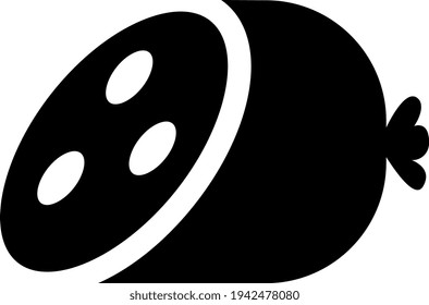 Slice of sausage, illustration, vector on a white background