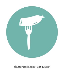 Slice of sausage on the fork icon