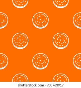 Slice of sausage pattern repeat seamless in orange color for any design. Vector geometric illustration