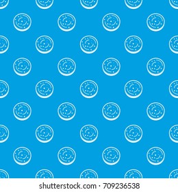 Slice of sausage pattern repeat seamless in blue color for any design. Vector geometric illustration