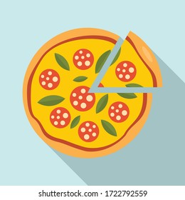 Slice sausage pizza icon. Flat illustration of slice sausage pizza vector icon for web design