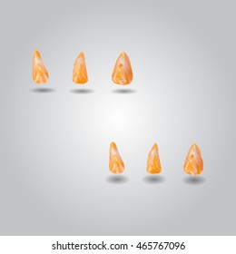 Slice sections of ripe tangerine low and high resolution triangle mesh realistic vector eps10