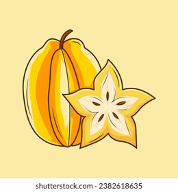 slice of star fruit vector illustration