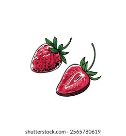 slice of strawberry illustrations drinks vector graphics