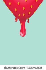Slice Strawberry on paper, Cute Vector Background, Colorful and fresh.