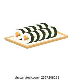 Slice of Sushi Japanese Food, Kimbap Korean Food