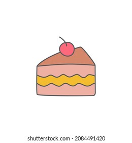 slice of sweet Cake icon symbol in color icon, isolated on white background