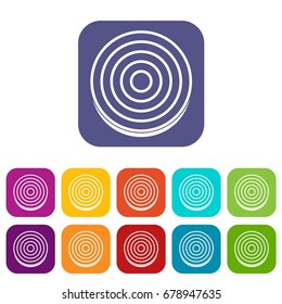 Slice of sweet onion icons set vector illustration in flat style In colors red, blue, green and other
