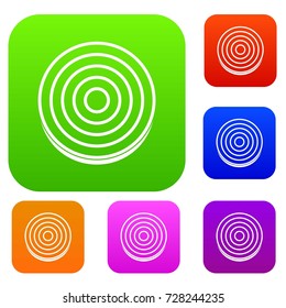 Slice of sweet onion set icon color in flat style isolated on white. Collection sings vector illustration