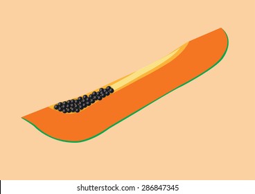 slice of sweet papaya. vector illustration
