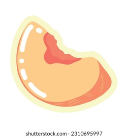 Slice of sweet ripe peach on white background