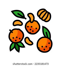 slice tangerine clementine peeled color icon vector. slice tangerine clementine peeled sign. isolated symbol illustration
