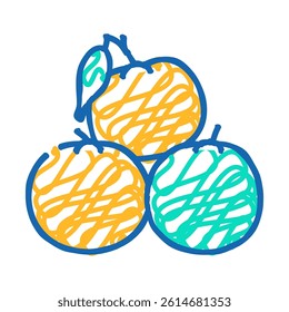slice tangerine clementine peeled doodle icon sketch vector. slice tangerine clementine peeled sign. isolated symbol illustration