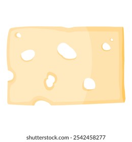 Rebanada de queso fresco sabroso aislado sobre fondo blanco. Ilustración vectorial