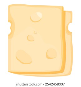 Rebanada de queso fresco sabroso aislado sobre fondo blanco. Ilustración vectorial