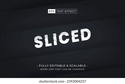 Slice text effect vector design. sliced editable text effect style