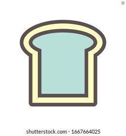 Slice of toast or bread vector icon. Healthy food or bakery with nutrition from natural i.e. wheat, grain or rye. Cooked by baked or grilled. For make sandwich in breakfast, lunch and dinner. 48x48 px