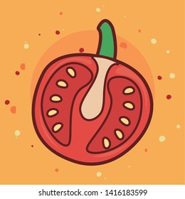 slice tomato fresh vegetables vector ilustration
