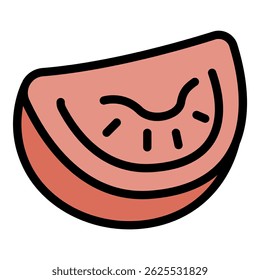 Slice of tomato icon. Outline slice of tomato vector icon color flat isolated