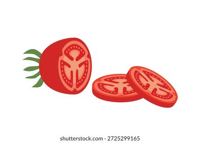 Rebanada de tomate. ilustración de tomate. tomate fresco