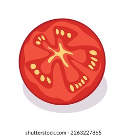 Slice the tomatoes. Vegetables, food, organic. For vegetable or salad illustration. Flat cartoon style.