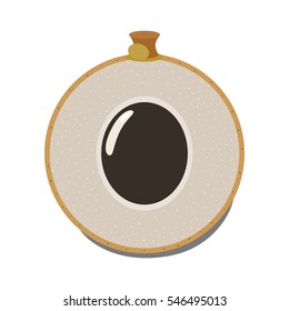 Slice of tropical fruit. Longan exotic fruit vector illustration. Sweet vitamin vegetarian dessert. Flat style.