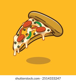 Slice of Vegetables Pizza Food and Beverages Illustrations Concept.