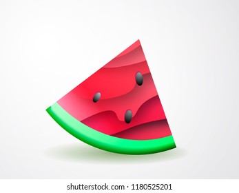 Slice of watermelon with 3d paper cut effect. Vector illustration