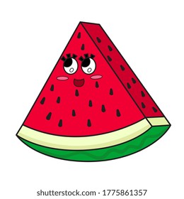 the slice of watermelon with cartoon character mascot