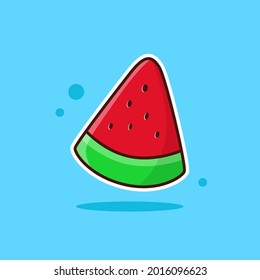 Slice of Watermelon Cartoon Vector Illustration. Good Used for Sticker, Logo, Icon, Clipart, Etc - EPS 10 Vector