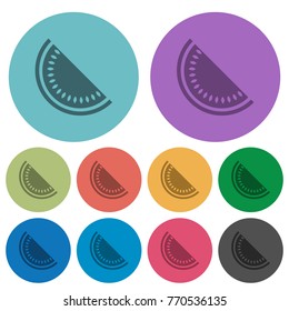 Slice of watermelon darker flat icons on color round background
