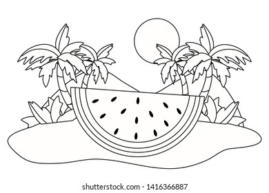 Slice of watermelon design vector illustration