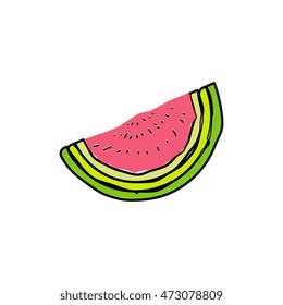 a slice of watermelon doodle freehand drawn