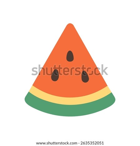 A slice of watermelon featuring a vibrant orange flesh with seeds light yellow rind and a green outer layer