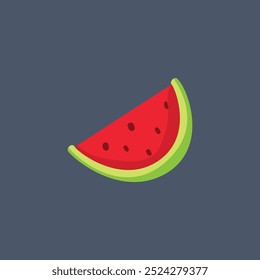 slice of watermelon in flat vector design.
