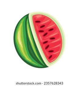 slice watermelon fresh fruit icon isolated