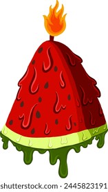 Slice Of Watermelon Fruit Candle Melting Vector