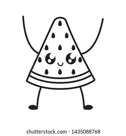 slice of watermelon fruit kawaii character